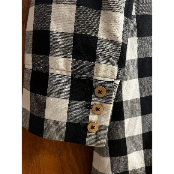 TROVATA Coat Jacket Sz L Large Double Breasted Pleated Back Gingham Buffalo NWOT - Picture 15 of 15